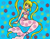 Dibujo Sirena con perlas pintado por chica2000