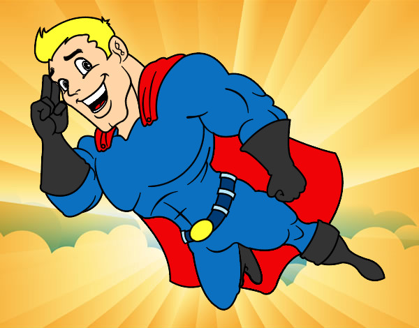Dibujo Superhéroe volando pintado por SuperCruz1