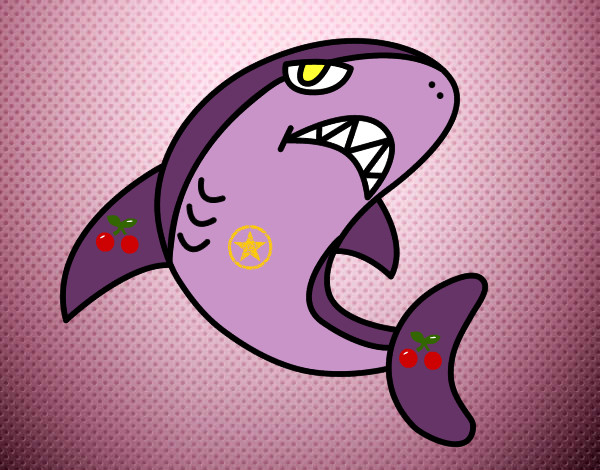 tiburon lila de dibujos
