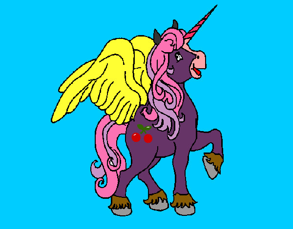Dibujo Unicornio con alas pintado por lesliluna