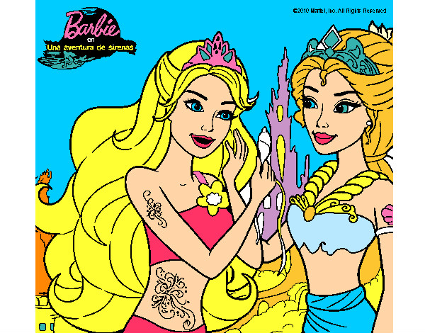 Dibujo Barbie se despiede de la reina sirena pintado por silver022