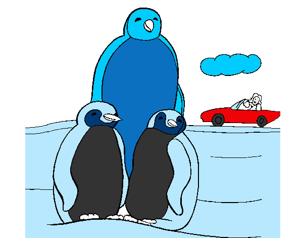 Dibujo Familia pingüino pintado por gigante