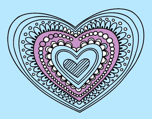 Dibujo Mandala corazón pintado por larirose