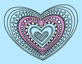 Dibujo Mandala corazón pintado por larirose