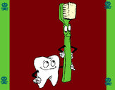 Dibujo Muela y cepillo de dientes pintado por perro3