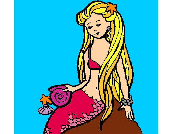 Dibujo Sirena con caracola pintado por Samiis 