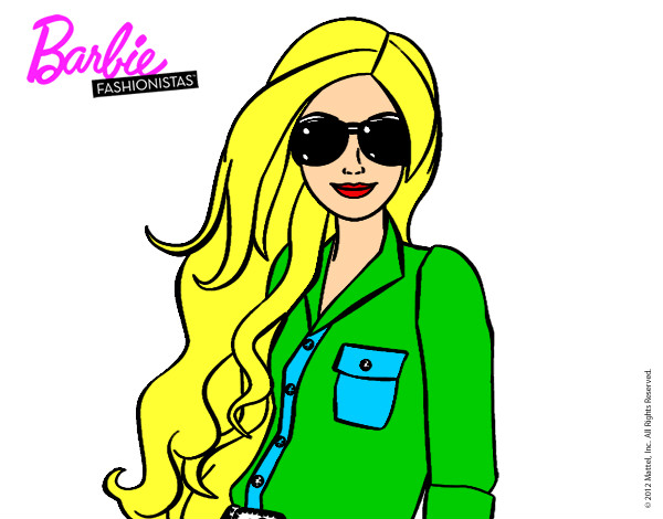 Dibujo Barbie con gafas de sol pintado por larissatp