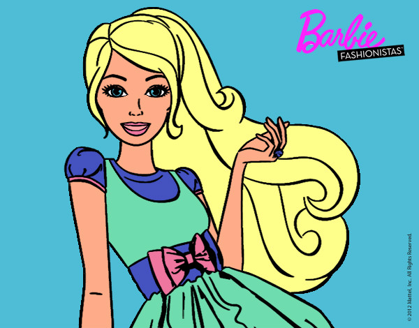 Dibujo Barbie con su vestido con lazo pintado por kika345