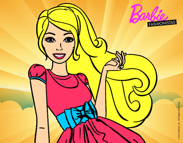 Dibujo Barbie con su vestido con lazo pintado por silver022