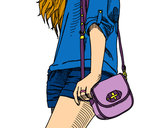 Dibujo Chica con bolso pintado por MCCV