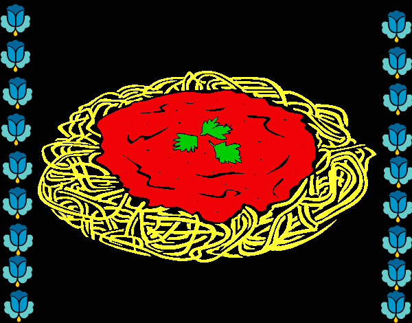 Dibujo Espaguetis con queso pintado por Laiatiana