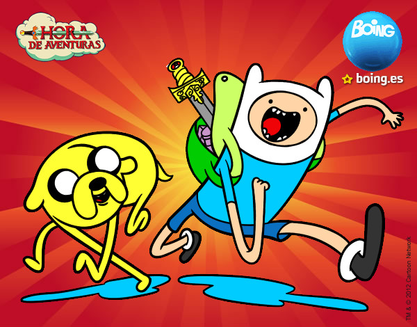 Dibujo Finn y Jake pintado por jueliemi