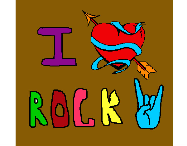 Dibujo I love rock pintado por vellisima