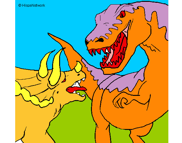 Dibujo Lucha de dinosaurios pintado por ALEMURCIAS
