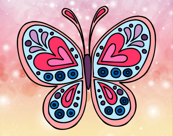 Dibujo Mandala mariposa pintado por J3ssi