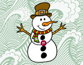 Dibujo Muñeco de nieve con sombrero pintado por hernande