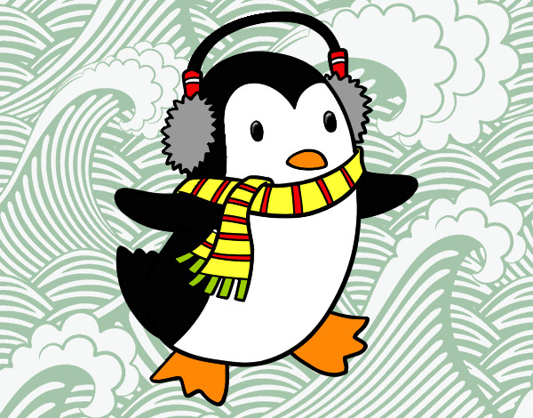 Dibujo Pingüino con bufanda pintado por hernande