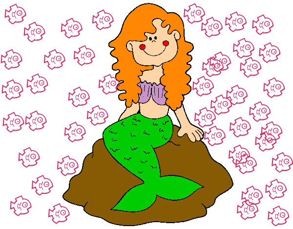 Dibujo Sirena sentada en una roca pintado por mireia8984