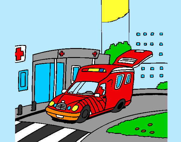 Dibujo Ambulancia en el hospital pintado por AIDAN