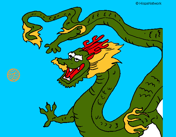 Dibujo Dragón chino pintado por tails