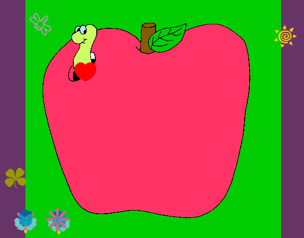 Dibujo Gusano en la fruta pintado por ivanmoren