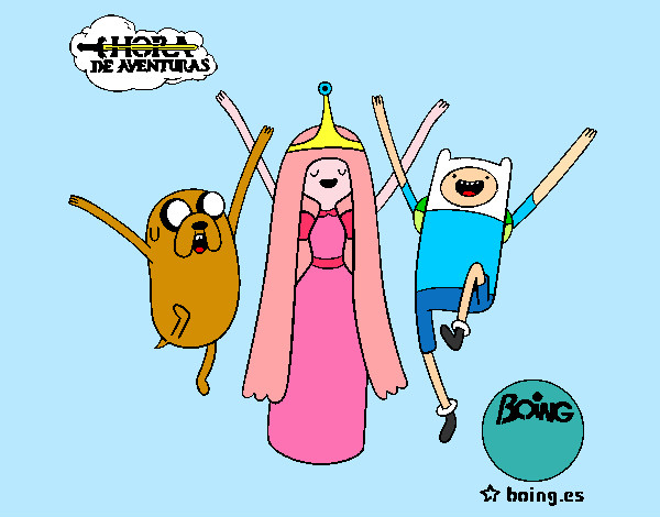 Dibujo Jake, Princesa Chicle y Finn pintado por linda3599