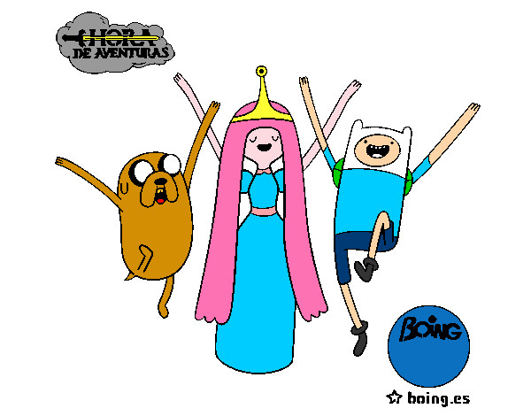 Dibujo Jake, Princesa Chicle y Finn pintado por MARCAGUADE