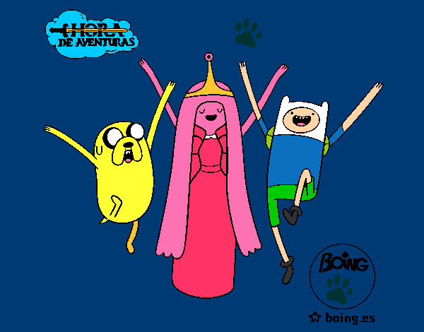 Dibujo Jake, Princesa Chicle y Finn pintado por tails