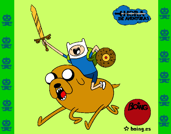 Dibujo Jake y Finn al ataque pintado por AnahiMP10