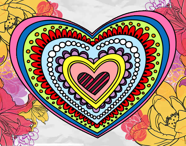 Dibujo Mandala corazón pintado por linda3599