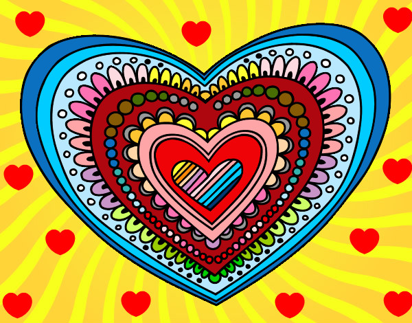 Dibujo Mandala corazón pintado por mariquil