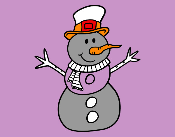 Dibujo Muñeco de nieve con sombrero pintado por EmilyNB