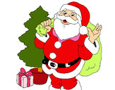 Dibujo Santa Claus y un árbol de navidad pintado por hadalibran