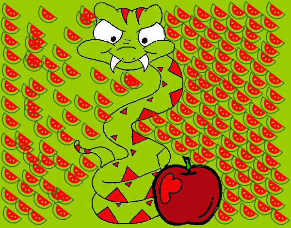 Dibujo Serpiente y manzana pintado por LAURAYANTO
