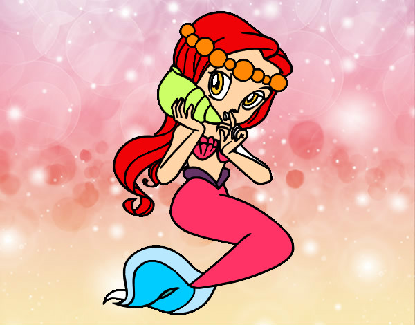 Dibujo Sirena con una caracola pintado por Andirosita