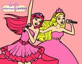 Dibujo Barbie y la princesa cantando pintado por Selenaa