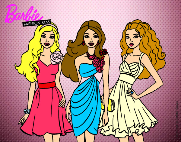 Dibujo Barbie y sus amigas vestidas de fiesta pintado por juli36