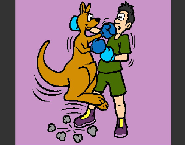 Dibujo Canguro boxeador pintado por antoniopri