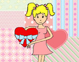 Dibujo Jovencita corazón pintado por Elena2000