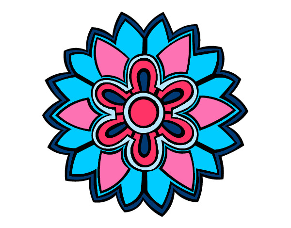 Dibujo Mándala con forma de flor weiss pintado por cjsc