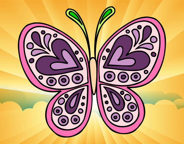 Dibujo Mandala mariposa pintado por fativalen