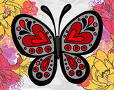 Dibujo Mandala mariposa pintado por rosado