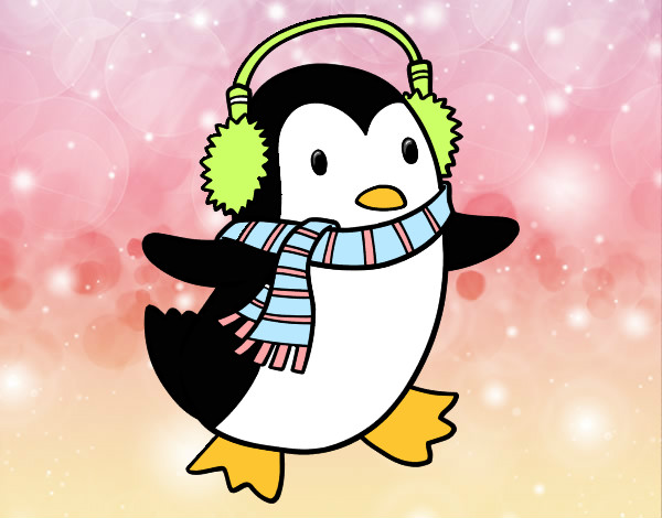Dibujo Pingüino con bufanda pintado por Elena2000