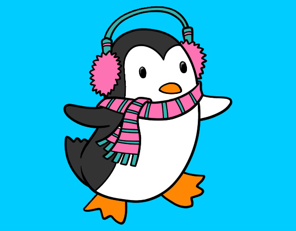 Dibujo Pingüino con bufanda pintado por Nerea2002