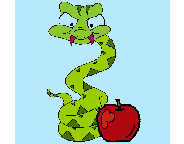 Dibujo Serpiente y manzana pintado por natalosa23