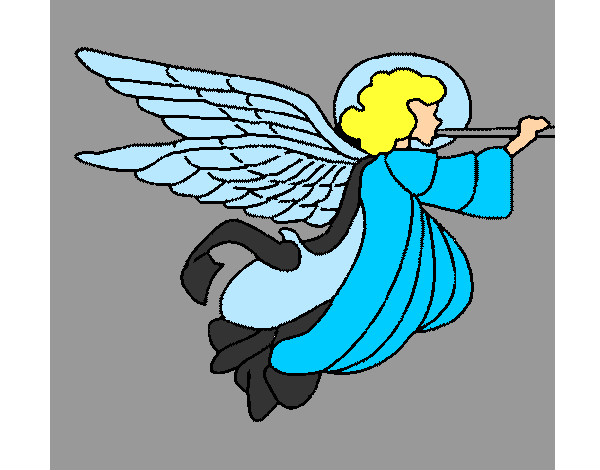 Dibujo Ángel con grandes alas pintado por humacao