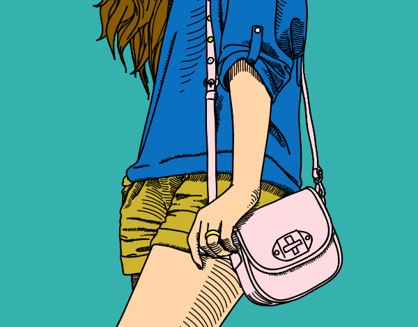 Dibujo Chica con bolso pintado por alevas