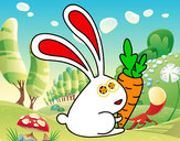 Dibujo Conejo con zanahoria pintado por alexamuno
