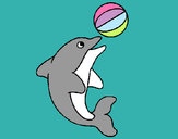 Dibujo Delfín jugando con una pelota pintado por alevas
