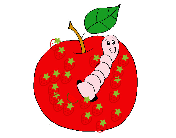 manzana con gusano